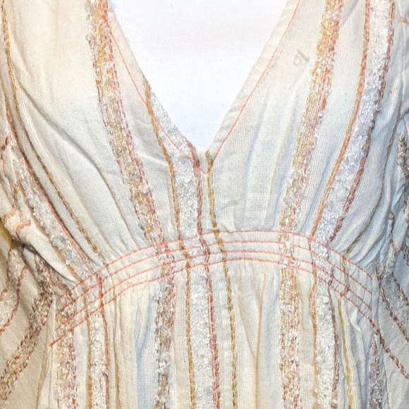 Free People V-neck High-low Fringy and Textured Mini Dress - Size S - Picture 3 of 8